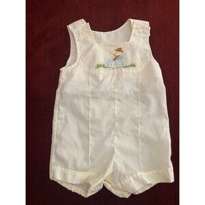 Romper vintage embroidered ducky gender neutral
